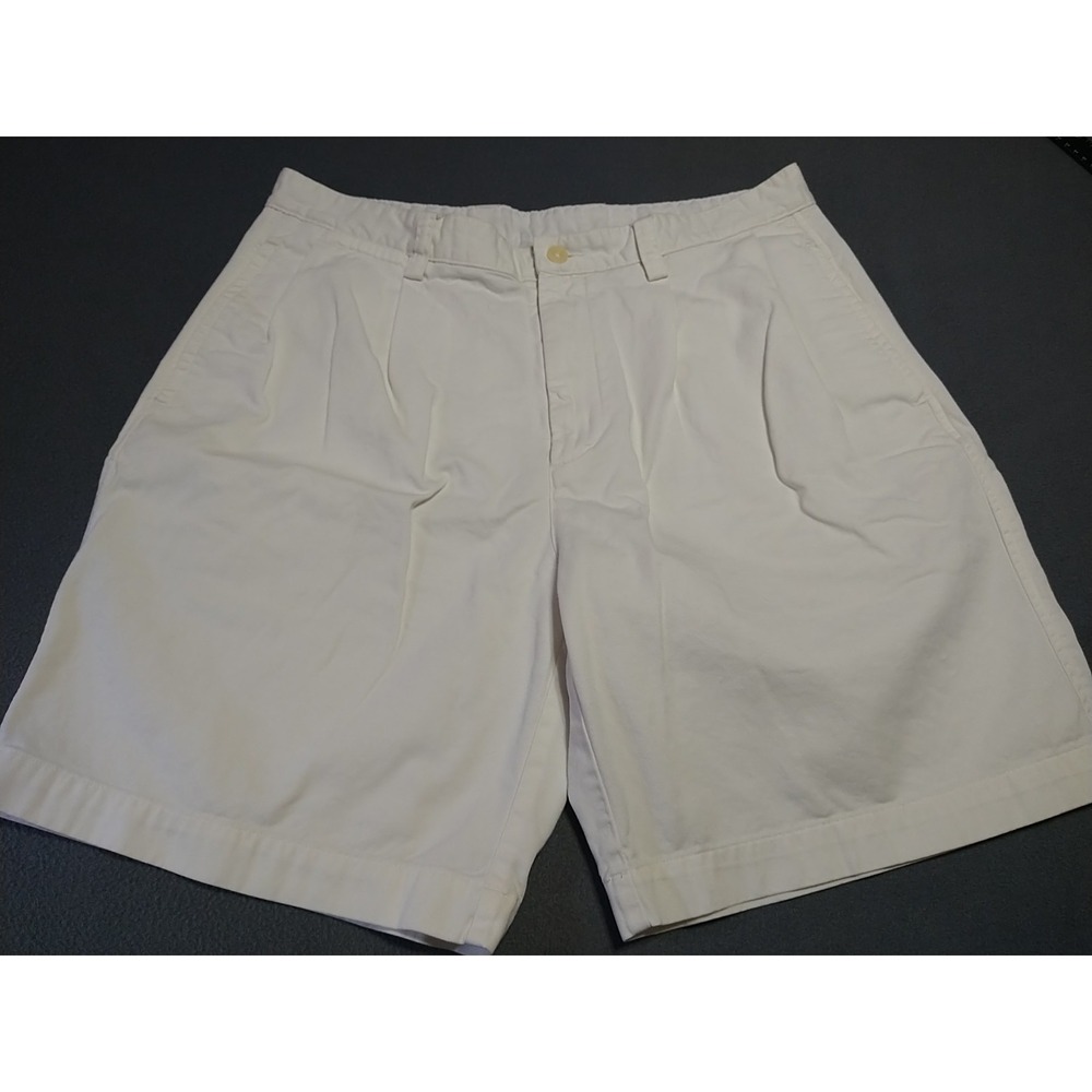 Nautica Shorts Men 36/8.5 Cream Pleated Khaki Classic Preppy College City